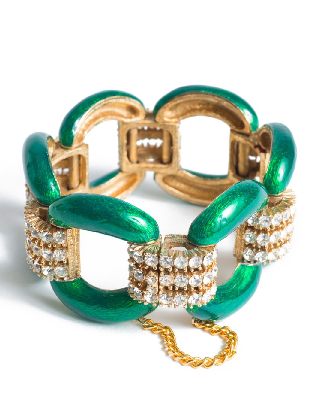 Regal Emerald Green Enameled Bracelet,by Ciner, circa 1960's